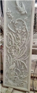 White Onyx Handcraft Carving Wall Relief Sculpture