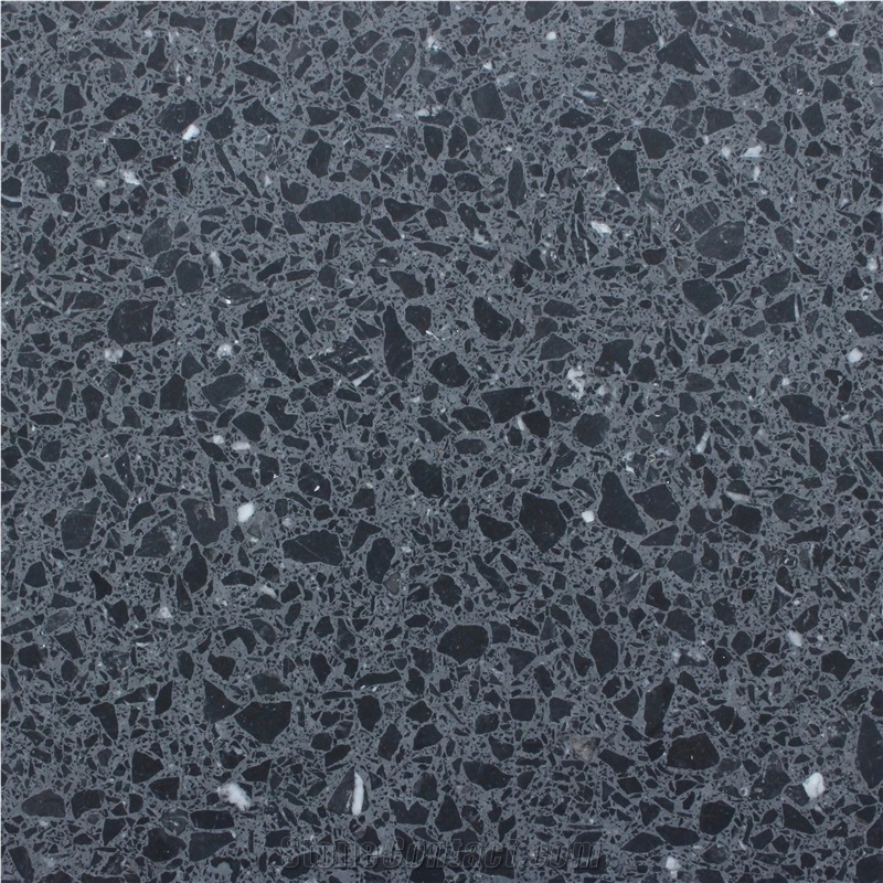 Merrazzo Black Engineered Quartz Stone Floor Tiles