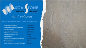 Azul Valverde Limestone Tiles, Slab