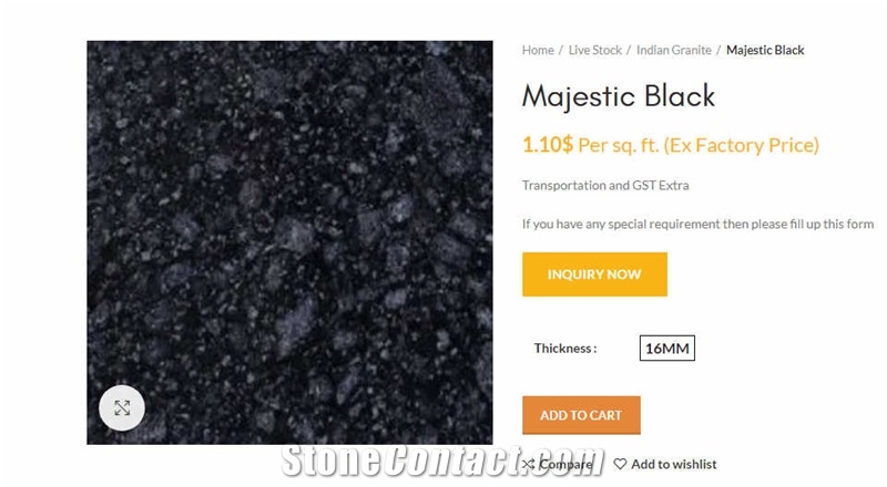 Majestic Black Granite Tiles & Slabs
