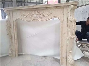 Beige Marble Stone Fireplace for Building