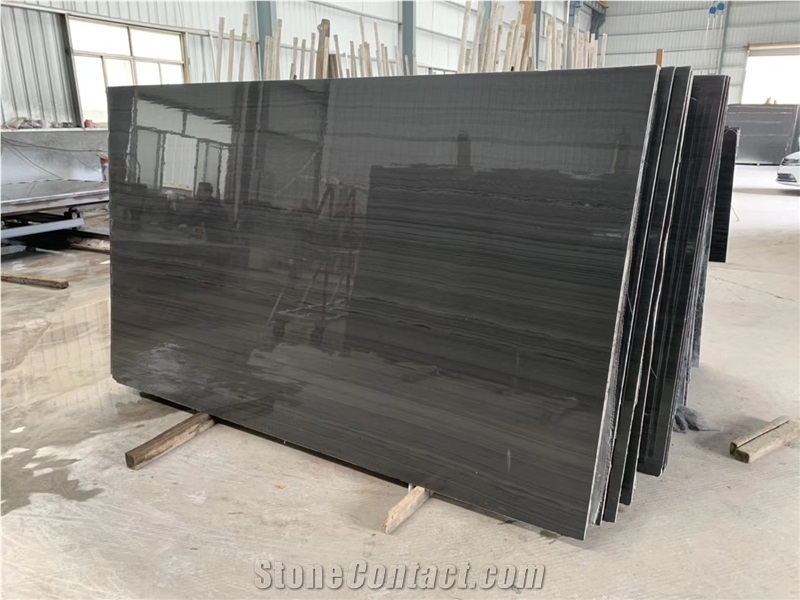 Royal Black Wood Marble for Wall and Floor Tiling