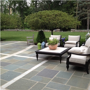 Blue Thermal Pattern Bluestone Patio Pavers,Full Color Natural Cleft with Radius Edge Cut