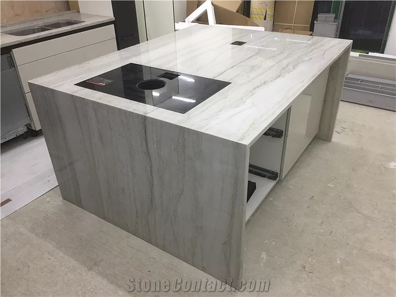 Sea Pearl Quartzite Kitchen Countertop, Island Top