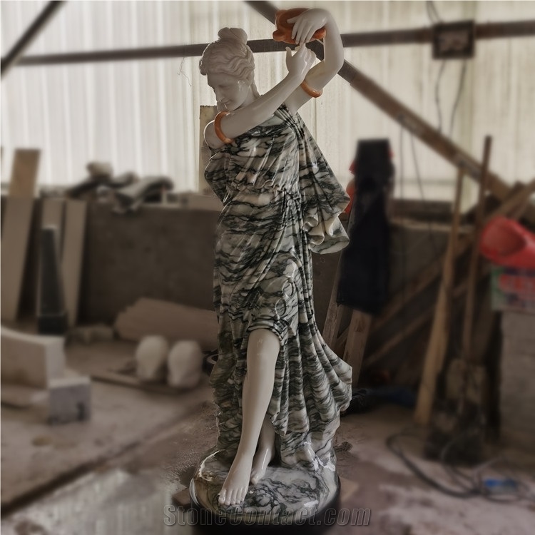Life Size Marble Lady Carving Statue for Indoor