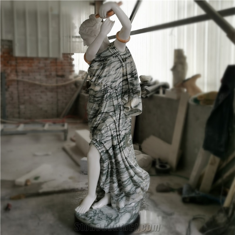 Life Size Marble Lady Carving Statue for Indoor