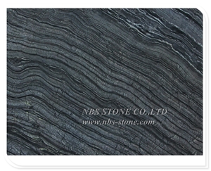 Black Wooden Marble Slab Silver Wave Kenya Black