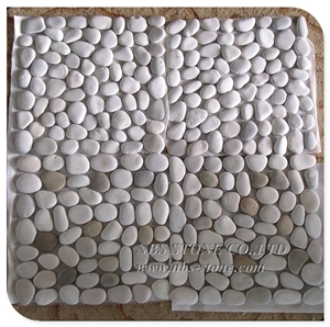 High Quality Pure White Hone Finished Pebble Tile