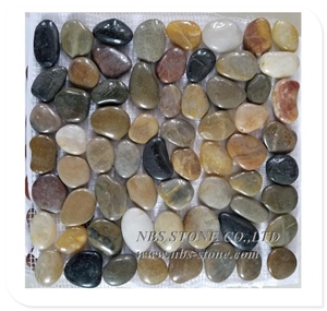 High Quality Pure White Hone Finished Pebble Tile