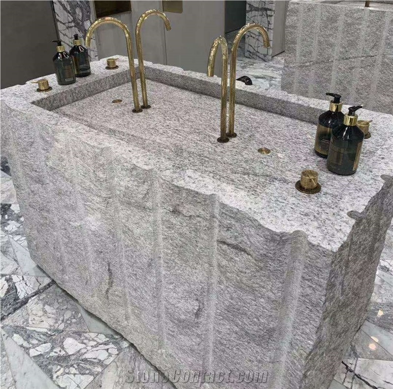 Sunny White Granite Prefabricated Bathroom Countertops