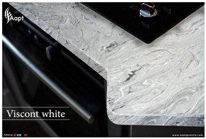 Viscont White Granite Kitchen Top, Perimeter Countertop