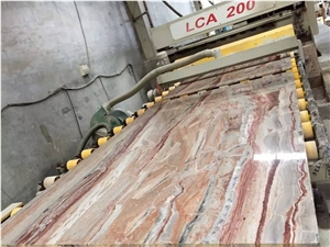Monica Red Marble Slab Glossy Polished Interior Design
