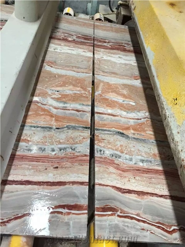 Monica Red Marble Slab Glossy Polished Interior Design