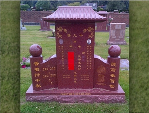 Red Granite Monument Cemetery Tombstone