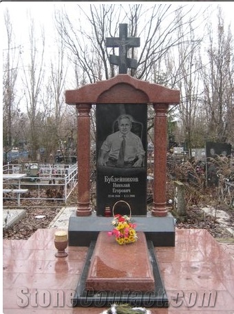 Red Granite Russia Cross Monument Tombstone