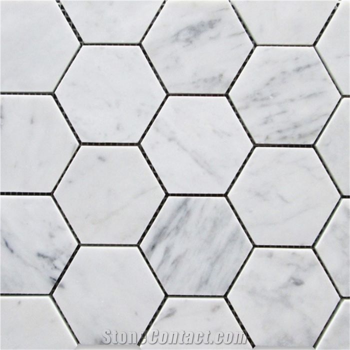 Carrara White Marble Mosaic Floor Wall Tiles