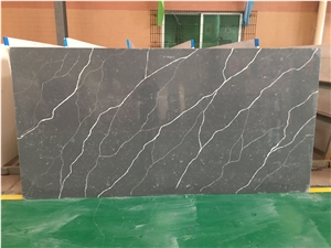 Engineered Cemento Grey Quartz Slabs Honed Stone