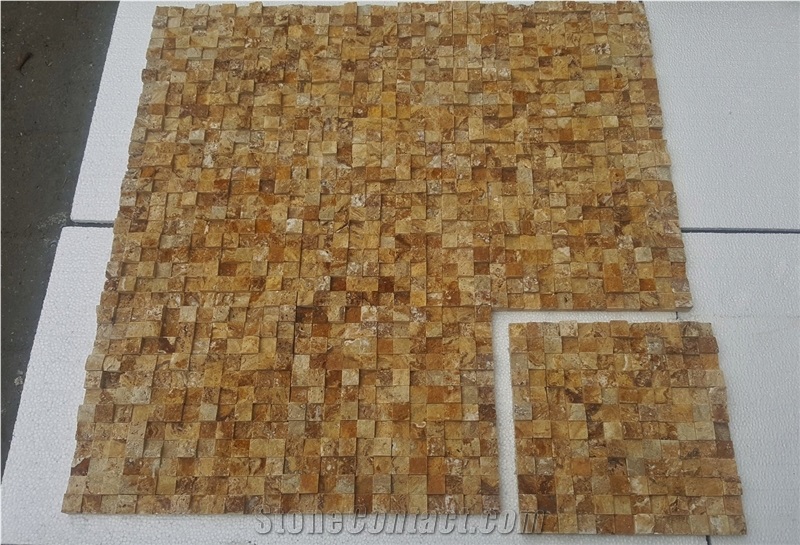 3d Cubic Yellow Travertine Mosaic Ts-Y-3d2