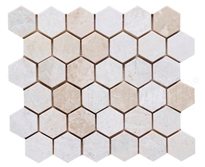 Hexagon Beige Marble Mosaic Mp-C-Hx44