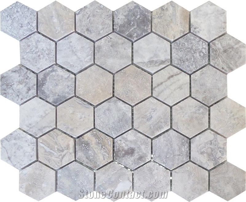 Hexagon Travertine Mosaic, Honeycomb Mosaic Tf-S-Hex44