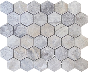 Hexagon Travertine Mosaic, Honeycomb Mosaic Tf-S-Hex44