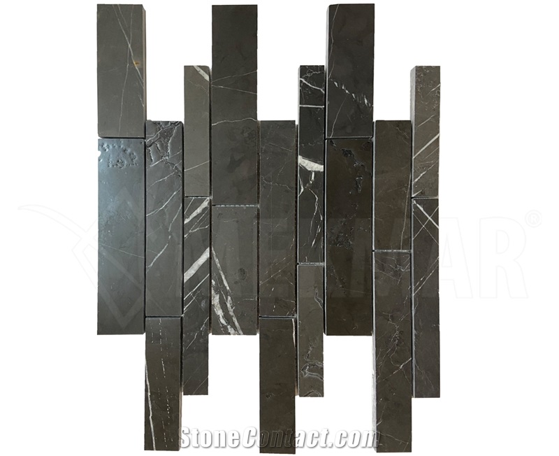 Pietra Gray Marble Linear Mosaic Mp-Pg-R