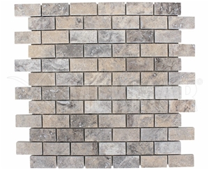 Silver Grey Travertine Brick Mosaic Tf-S-24