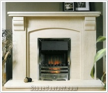 Guarda Fireplace, Beige Limestone Fireplace