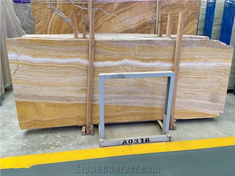 Silver Gold Travertine Honed and Polished Vein Cut