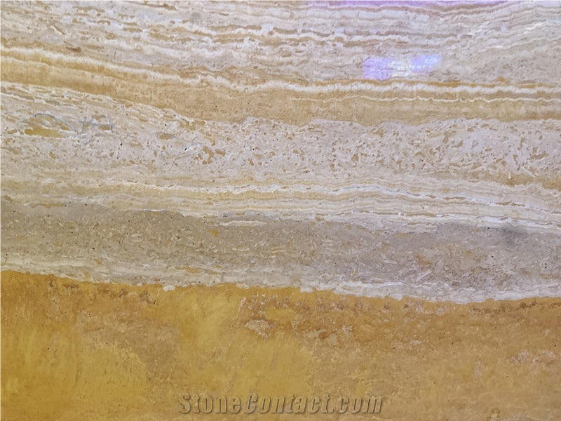 Silver Gold Travertine Honed and Polished Vein Cut