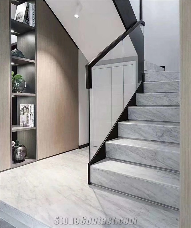 Carrara White Steps Stairs Staircase Marbles