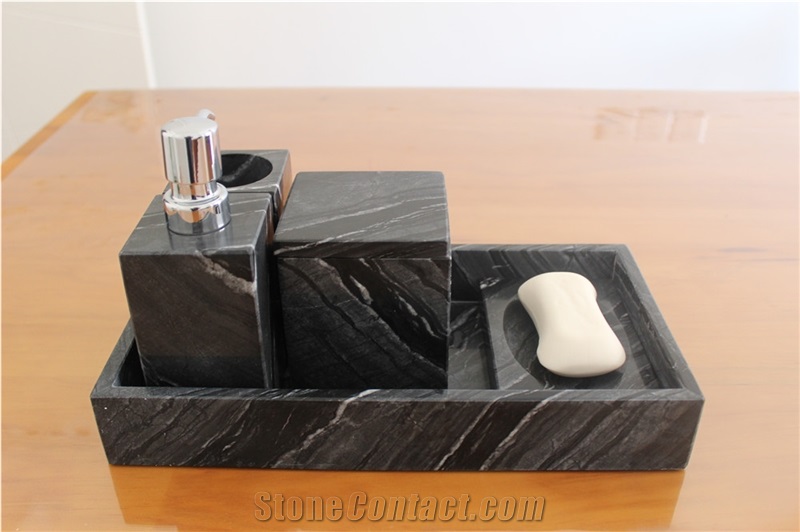 Ancient Wood Marble Bath Accessories Sets