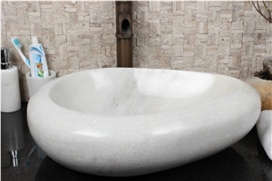 Snow White Marble Bathroom Round Oval Sinks Basin