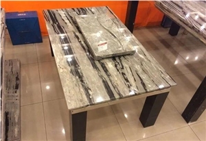 Black and Grey Onyx Polished Rectangle Stone Table