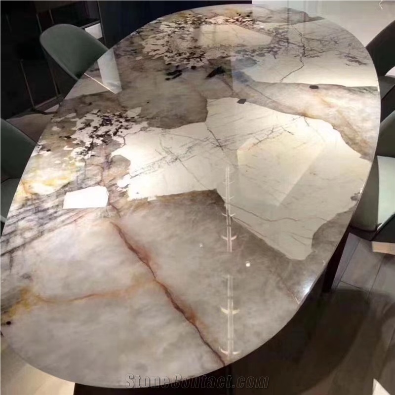 Brazil Pandora White Marble Polished Tabletops