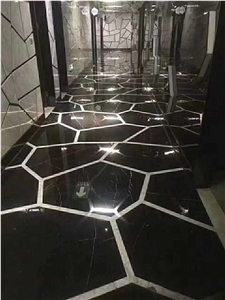 China Negro Marquina Marble Polished Stair Treads