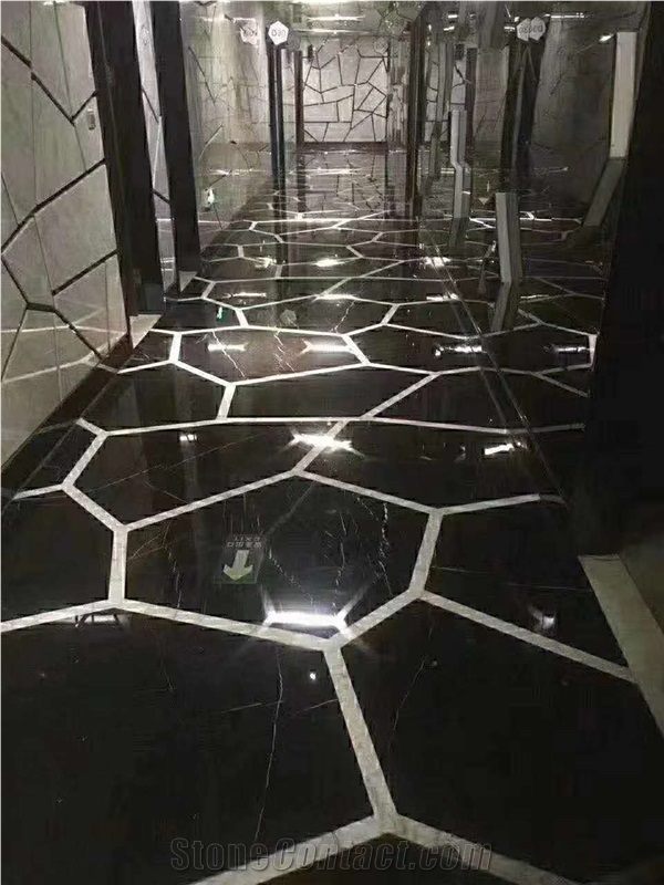 China Nero Margiua Marble Polished Floor Tiles