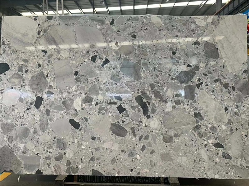 China New Fossil Grey Marble Polished Floor Tiles