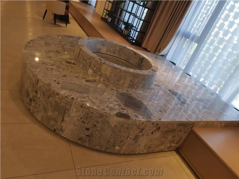China New Fossil Grey Marble Polished Floor Tiles
