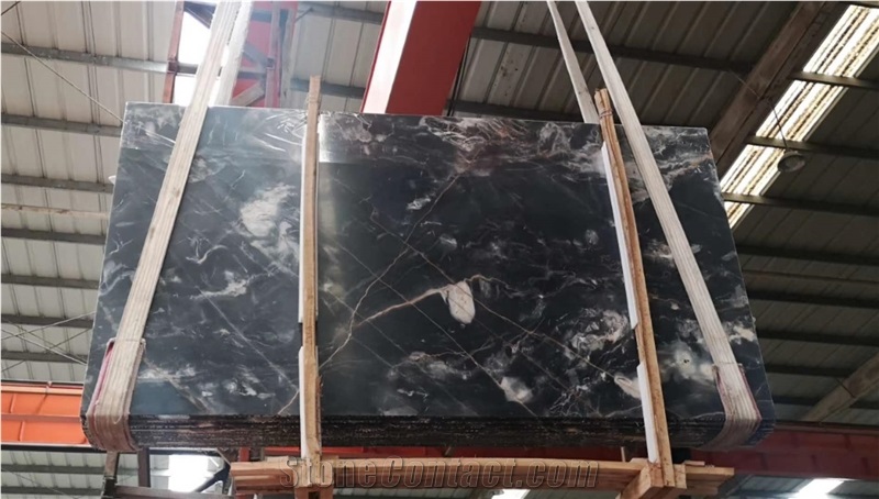 China Phantom Black Marble Polished Big Slabs