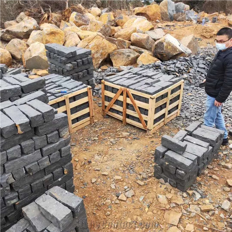 China Zhangpu Black Basal Split Cubes Paving Stone
