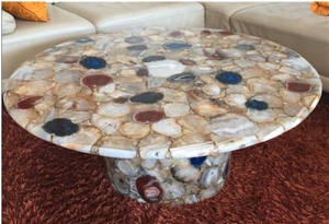 Grey Agate Semiprecious Stone Solid Surface Table Tops