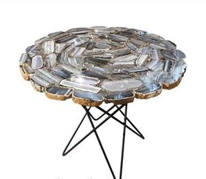 Grey Agate Semiprecious Stone Solid Surface Table Tops