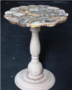 Grey Agate Semiprecious Stone Solid Surface Table Tops