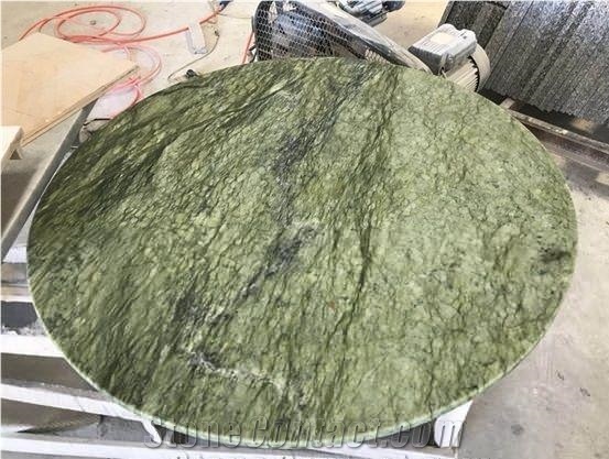 India Rain Forest Green Marble Polished Table Top