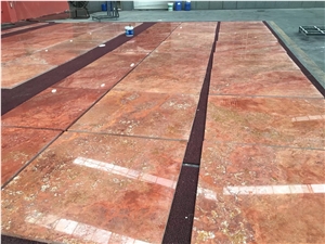 Iran Red Travertine Polished Floor Tiles