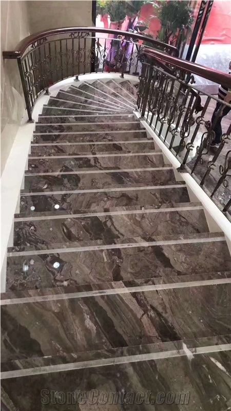 Italy Venice Brown Marble Polished Stair Treads