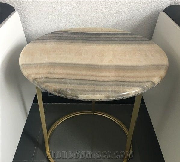 Pakistan Brown Round Tiger Onyx Polished Tabletop