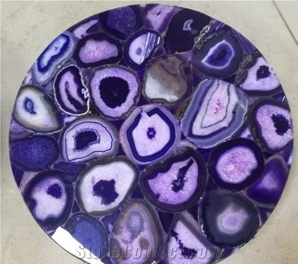 Purple Agate Semiprecious Stone  Solid Surface Table Tops