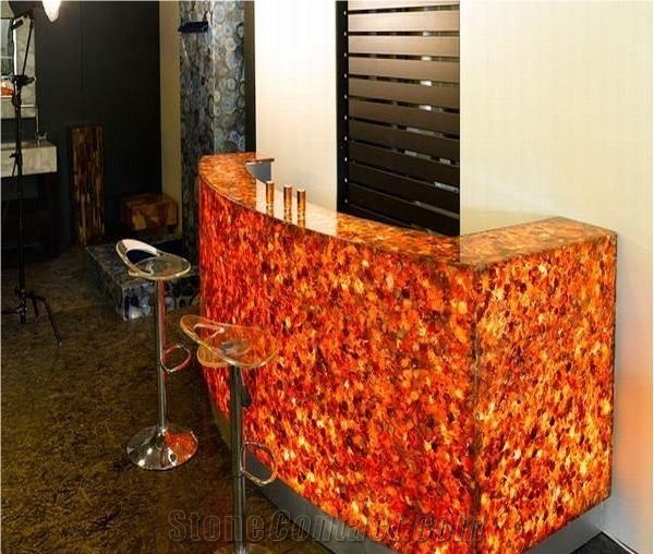 Red Agate Semiprecious Stone  Solid Surface Table Tops